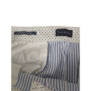 Talbots Women's Perfect Crop Seersucker Blue White Stripe Cotton Size 16 Summer